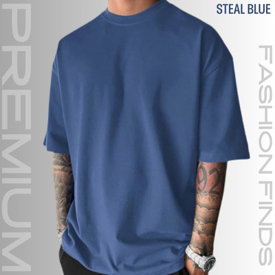 MENS PREMIUM DROP SHOULDER T-SHIRT-[STEAL BLUE]