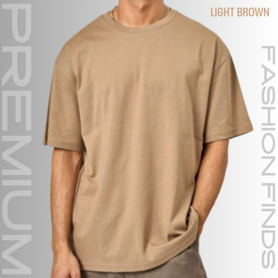 MENS PREMIUM DROP SHOULDER T-SHIRT-[LIGHT BROWN]