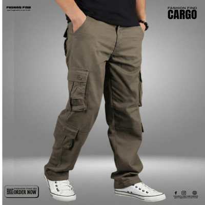 8 Pocket BELT CARGO PANTS ( Brown )