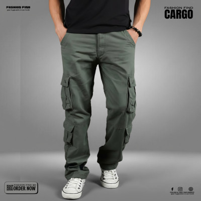 8 Pocket BELT CARGO PANTS ( Olive )