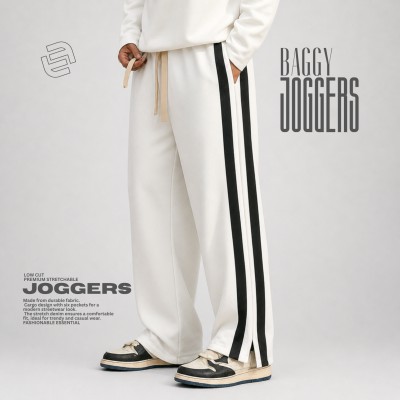 3 Pocket Boot Cut Baggy Trouser-White