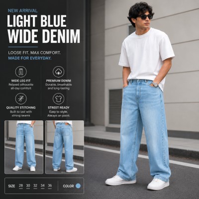 Premium Shade Denim Jeans - [4 Pocket Light-Blue]