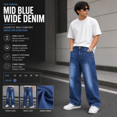 Premium Shade Denim Jeans - [4 Pocket Deep-Blue]
