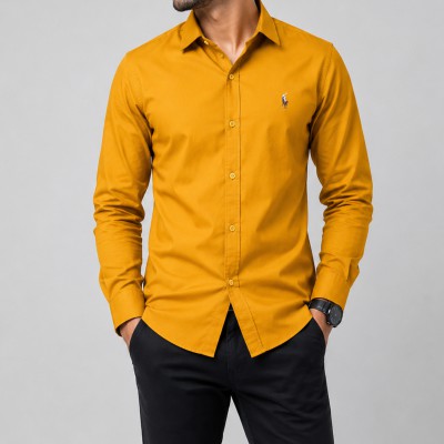 Men's Stylish Solid Shirt - [Color Beige]