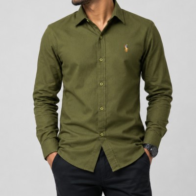Men's Stylish Solid Shirt - [Color Olive]