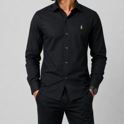 Men's Stylish Solid Shirt - [Color Black]