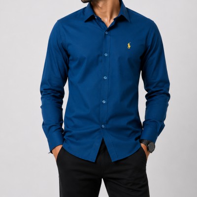 Men's Stylish Solid Shirt - [Color Blue]