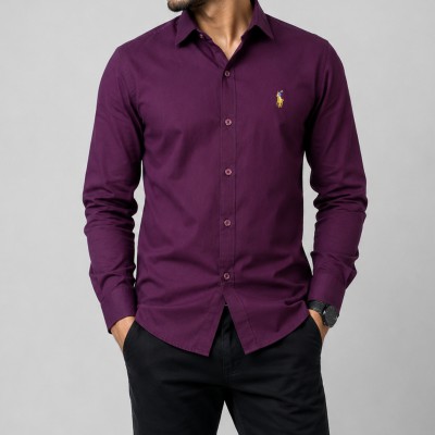 Men's Stylish Solid Shirt - [Color Purple]
