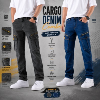 Men's Urban Cargo Zipper Denim Combo [ Deep + Acid ]