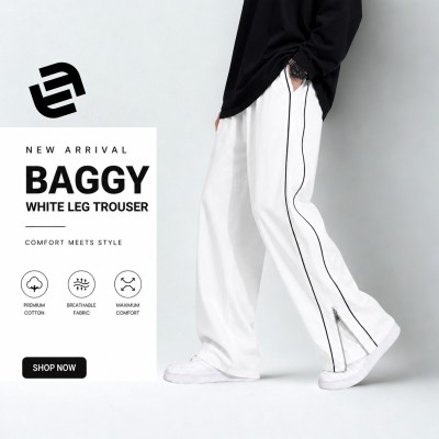 Urban Zip Wide-Leg Track Pant – WHITE